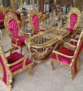 Set Meja Kursi Makan Ukir Mewah