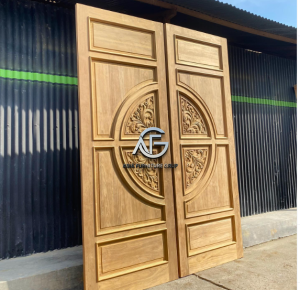 Pintu Jati Perhutani Minimalis Ukir