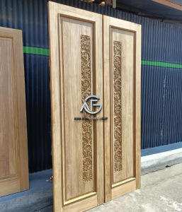 Pintu Jati Perhutani Minimalis Ukir