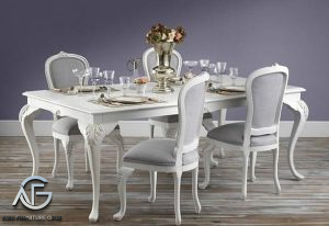 Set Meja Makan Modern Ukir Elegant