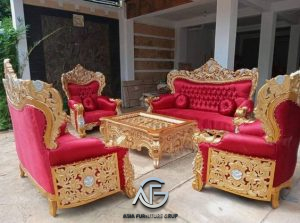 Sofa Tamu Ukir Jati Mewah Gold 